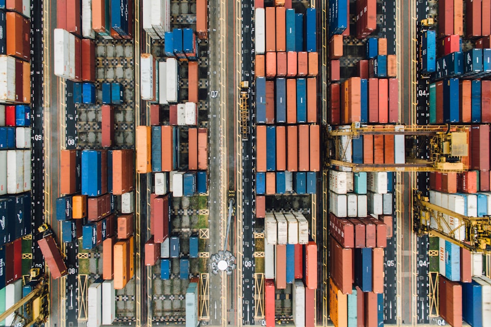 Aerial view of a customs container yard
